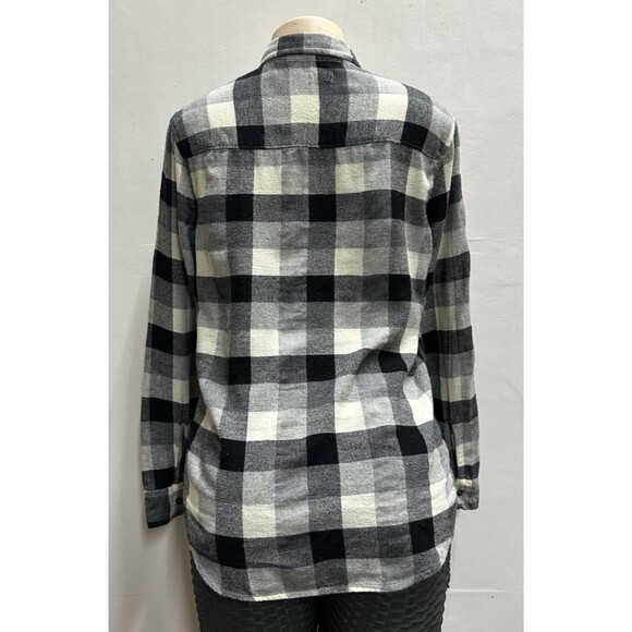 Hollister women size S button up long sleeve shirt flannel black white plaid - Picture 4 of 8